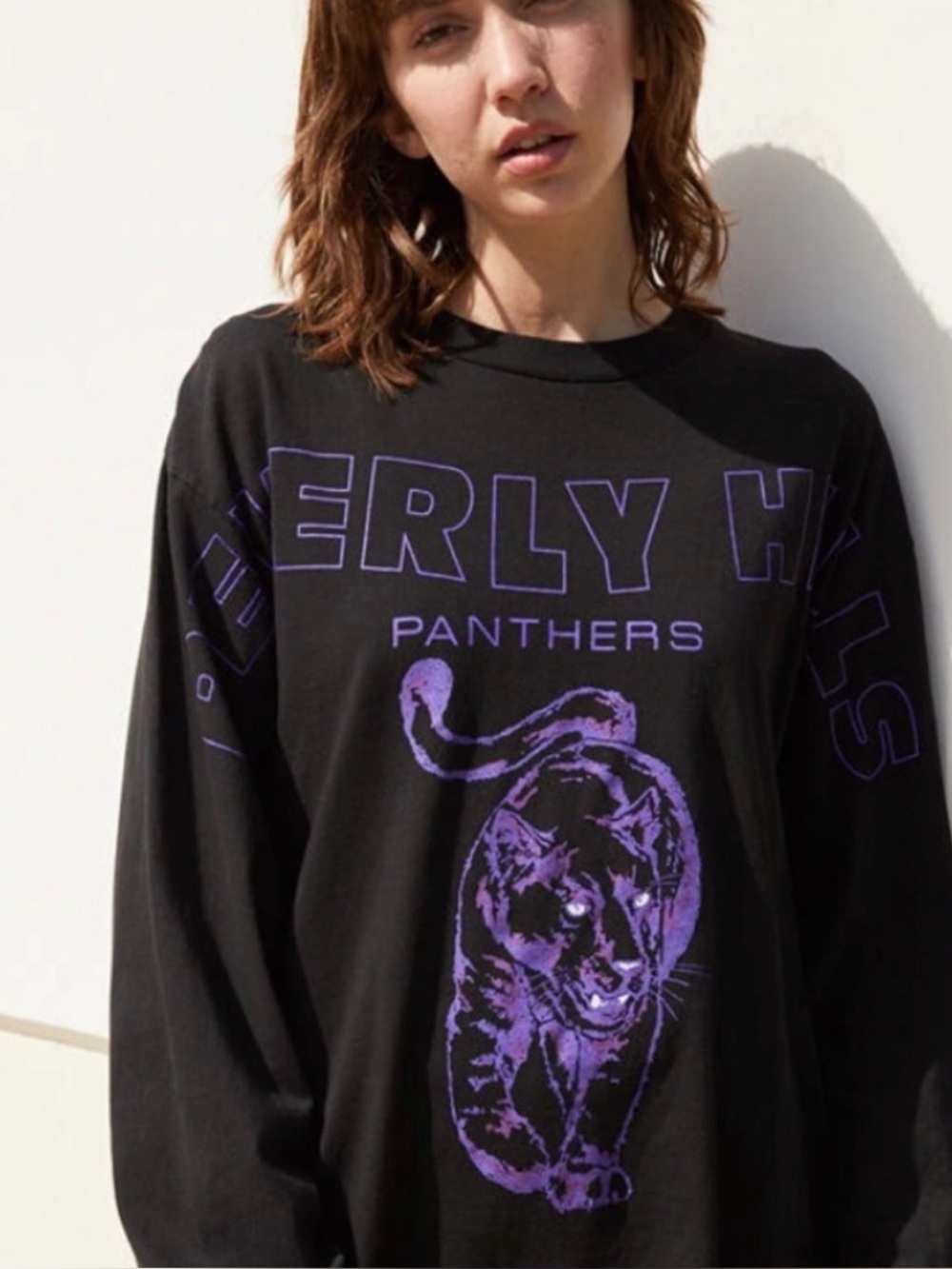 BRANDY MELVILLE John Galt Black Graphic Beverly Hill Panthers Long Sleeved Tee